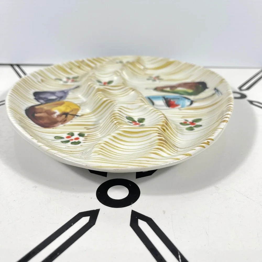 Vintage Hand Painted Italian Ceramic Fruit Wine Egg‎ Platter Made in Italy